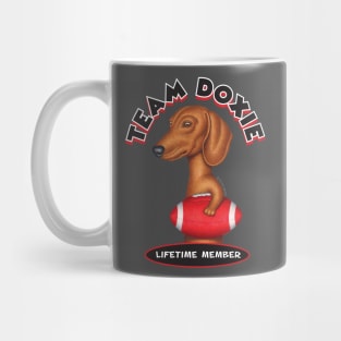 Dachshund Holding Red Football Mug